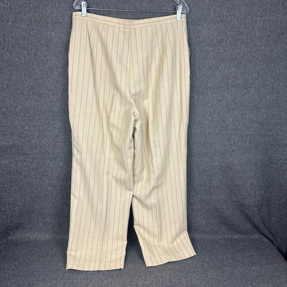 Vintage Talbots Wool Blend Satin Lined Pinstriped Dress Pants Womens 16 Ivory - Picture 2 of 8